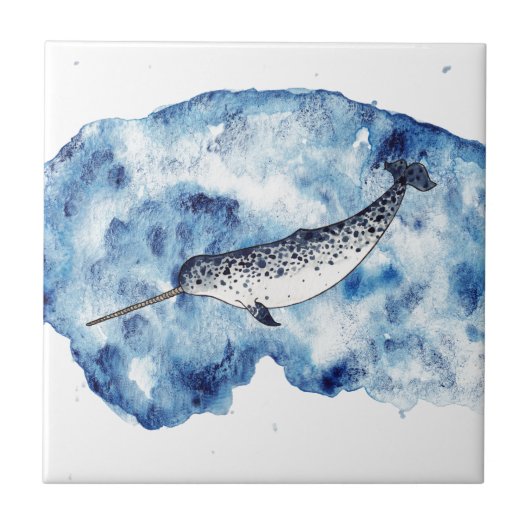 Carreau Narwhal dans une éclaboussure de couleur pour (Devant)