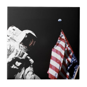 Carreau NASA Apollo 17 astronaute Drapeau de la lune de te