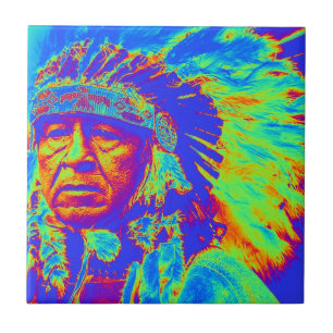 Carreau Native American Chief Pop Art