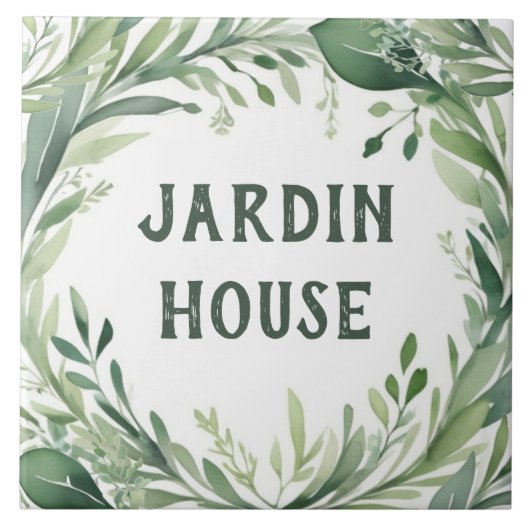 Carreau Nature Aquarelle Personnalisée Nom de la maison Pl (Devant)