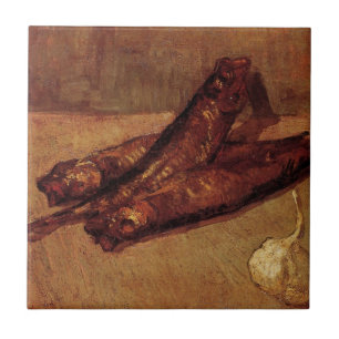 Carreau Nature morte Bloaters et ail par Vincent van Gogh