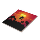 Carreau Nature Sunset Palm Trees illustration Papier Carré (Côté)