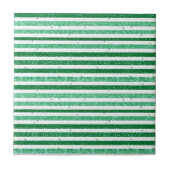 Carreau Nature Vert Blanc Rayures Glitter Horizontales (Devant)