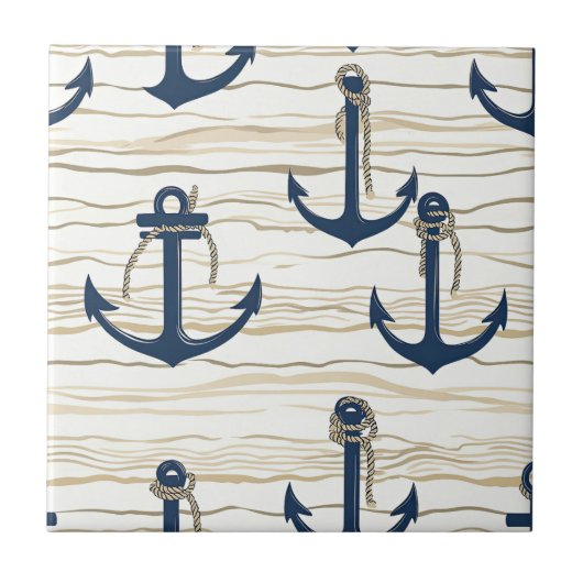 Carreau Nautical Anchor Pattern on Driftwood (1) (Devant)