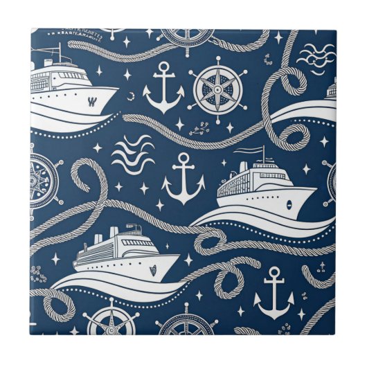 Carreau Nautical Cruise Seamless Pattern (Devant)