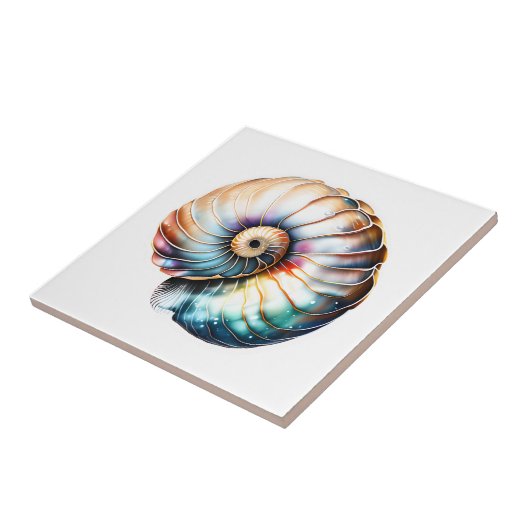 Carreau Nautilus coquillage iridescente 3D plage mer nauti (Côté)