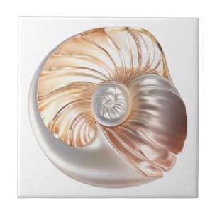 Carreau Nautilus coquillage orange perle 3D mer de plage