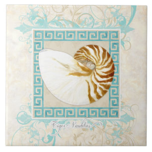 Carreau Nautilus Shell aquarelle grecque clé Damask plage
