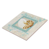 Carreau Nautilus Shell aquarelle grecque clé Damask plage (Côté)