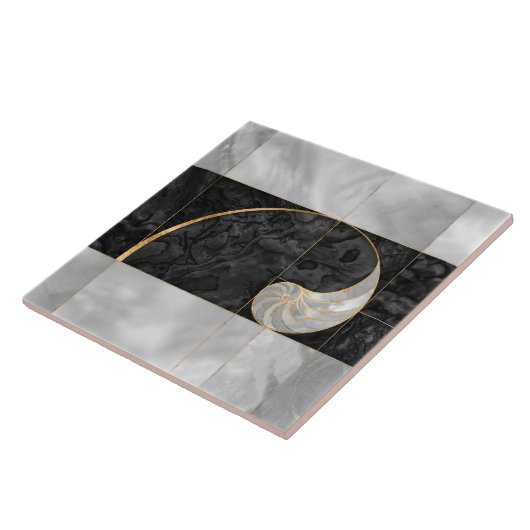 Carreau Nautilus Shell - Black Abalone and Pearl (Côté)