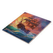 Carreau Navire À Voile Sur Une Mer Tempérée (Côté)