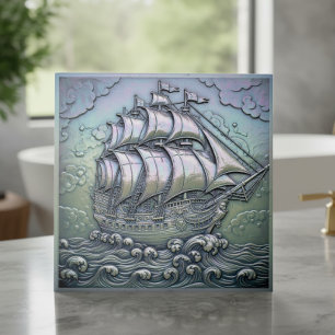Carreau Navire à voiles iridescent métallique ID1223