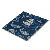 Carreau Navire nautique et Océan Céramique à thème No4 (Côté)