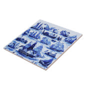 Carreau NAVIRES À VOILE vintage, NAVIRES, Bleu marine Naut (Côté)