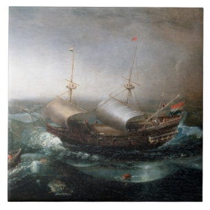 Carreau Navires marchands néerlandais et un Smalschip