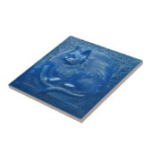 Carreau Navy Blue faux relief Art Nouveau Chat (Côté)