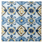 Carreau Navy Blue, Gold and Blue Ceramic Tile (Devant)