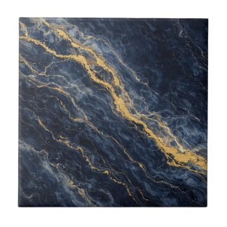 Carreau Navy Blue & Gold Natural Marble – Luxury