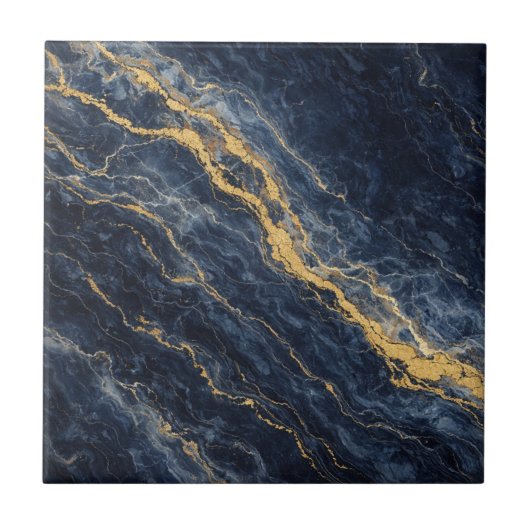 Carreau Navy Blue & Gold Natural Marble – Luxury (Devant)