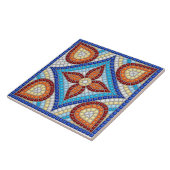 Carreau Navy Blue Teal White Red Marble Moroccan Mosaic  (Côté)