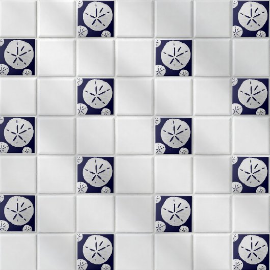 Carreau Navy Blue & White Tropical Beach Sand Dollar