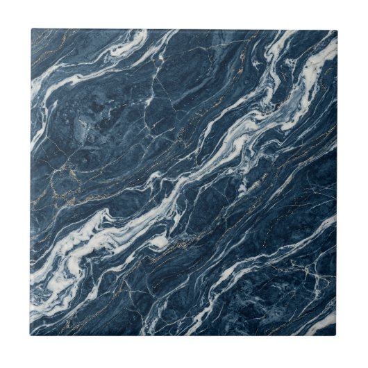 Carreau Navy Marble Bold Contemporary Design Look (Devant)