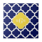 Carreau Navy Wht Moroccan #5 Pineapple 3 Initial Monogram (Devant)