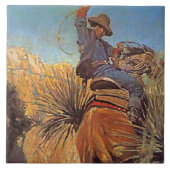 Carreau NC Wyeth Peinture "Cheval Sauter du serpent" (Devant)