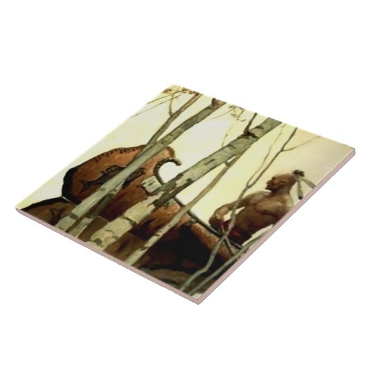 Carreau NC Wyeth Peinture historique canot indien #2 (Côté)