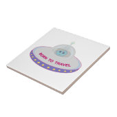 Carreau Né pour voyager mignon alien & soucoupe volante (Côté)