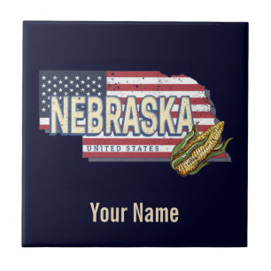 Carreau Nebraska États-Unis Retro State Map Vintage USA