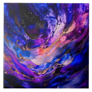 Carreau Nebula de l'espace violet dans l'encre d'alcool