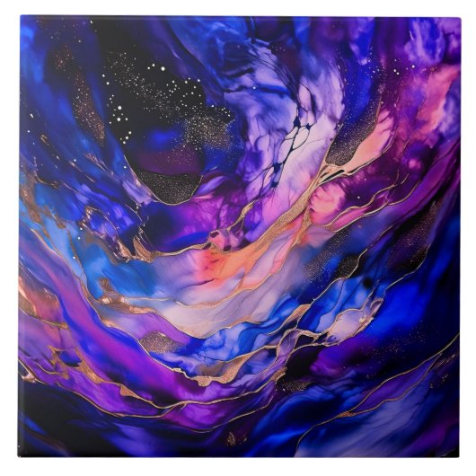 Carreau Nebula de l'espace violet dans l'encre d'alcool (Devant)