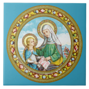Carreau NéoGothique Ste Anne et la jeune Marie (SAU 29)