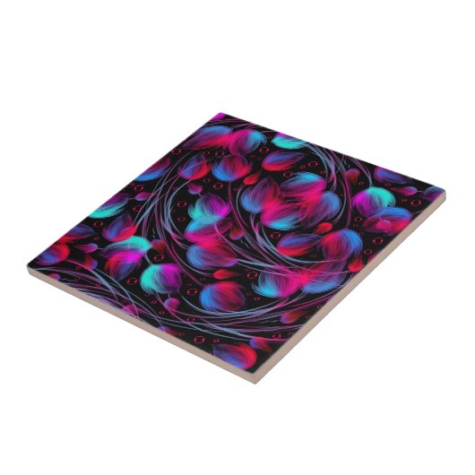 Carreau Neon Abstrait Hot Pink Turquoise Black Modern (Côté)