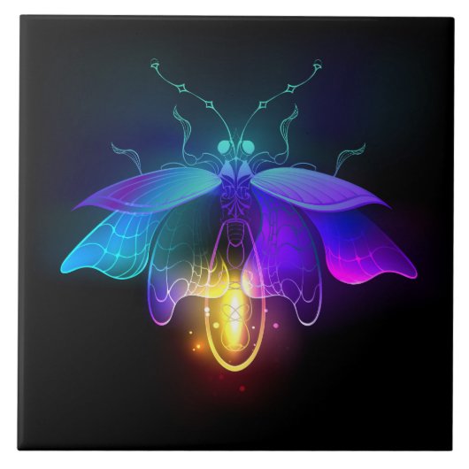 Carreau Neon Firefly sur noir (Devant)