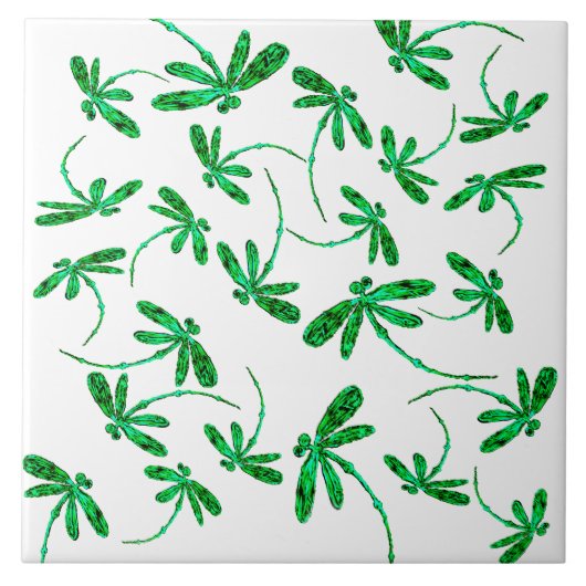 Carreau Neon Green Dragonfly Frenzy (Devant)