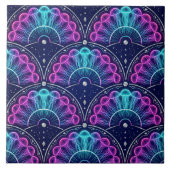 Carreau Neon Jellyfish Art Deco Fan Pink Blue (Devant)