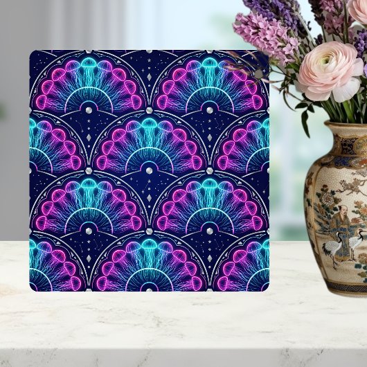 Carreau Neon Jellyfish Art Deco Fan Pink Blue