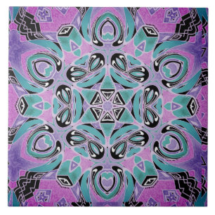 Carreau Neon kaleidoscope, mandala