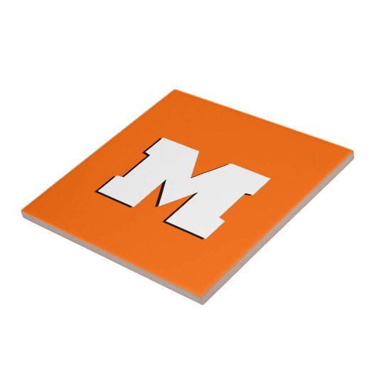 Carreau Neon Sunset Orange et blanc 3D Big Modern Initial (Côté)