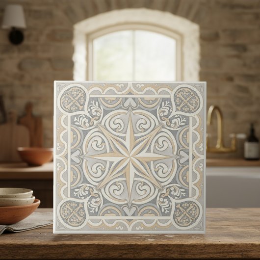 Carreau Neutral Mediterranean Pattern Pat#12 Greige ID1195