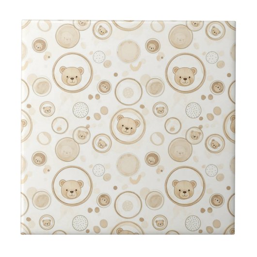 Carreau Neutral Teddy Bear Circle Pattern Beige Baby (1) (Devant)