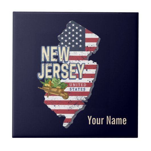 Carreau New Jersey United States Retro Map USA Souvenir (Devant)