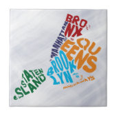 Carreau New York City 5 Boroughs Word Art Map (Devant)