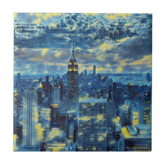 Carreau New York City Skyline Van Gogh Starry Night Art