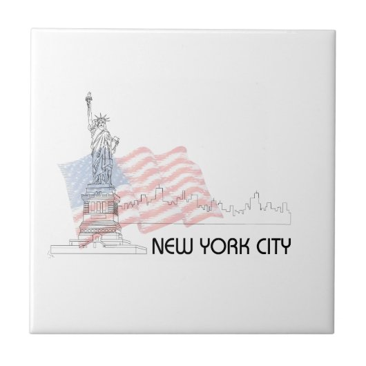 Carreau New York - Drapeau de la Statue de la Liberté USA (Devant)