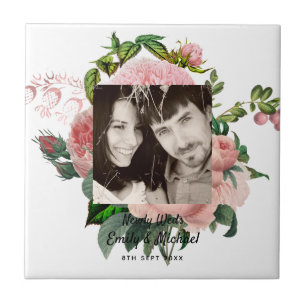 Carreau Newlywed Blush Pink Roses Botanical Floral