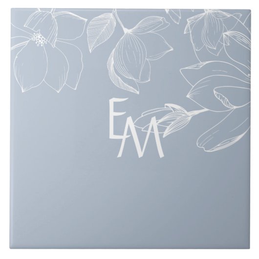 Carreau NEWLYWEDS CADEAUX Dusty Blue Blanc Magnolia MONOGR (Devant)