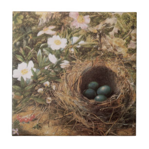 Carreau Nid d'oiseau et Roses de chien par John William Hi
